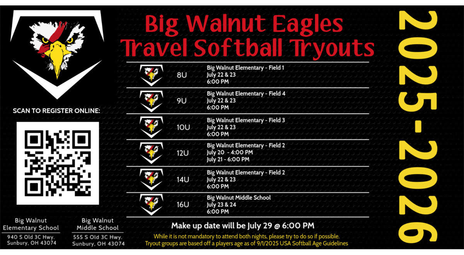 Softball Tryout Schedule